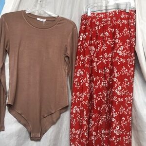 Lyanar open skit long skirt combo